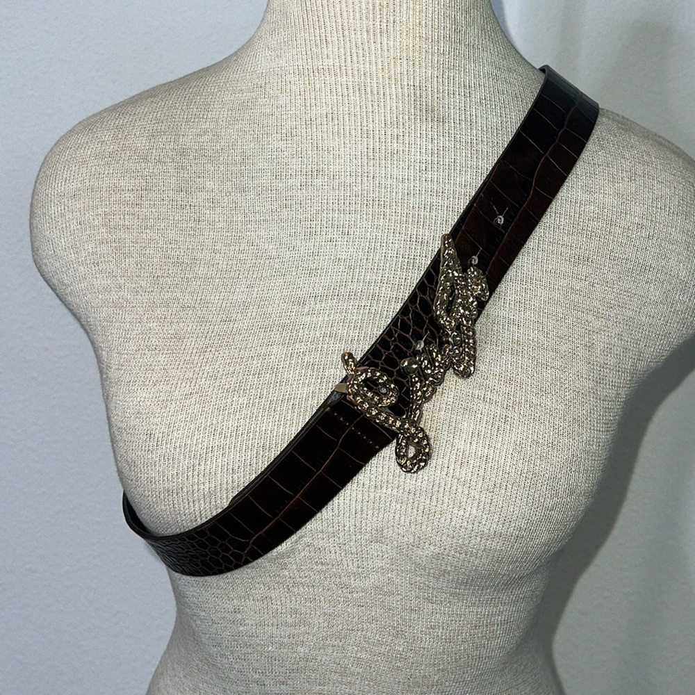 Liu Jo Script Name Mock Croc Leather Belt Made in Italy